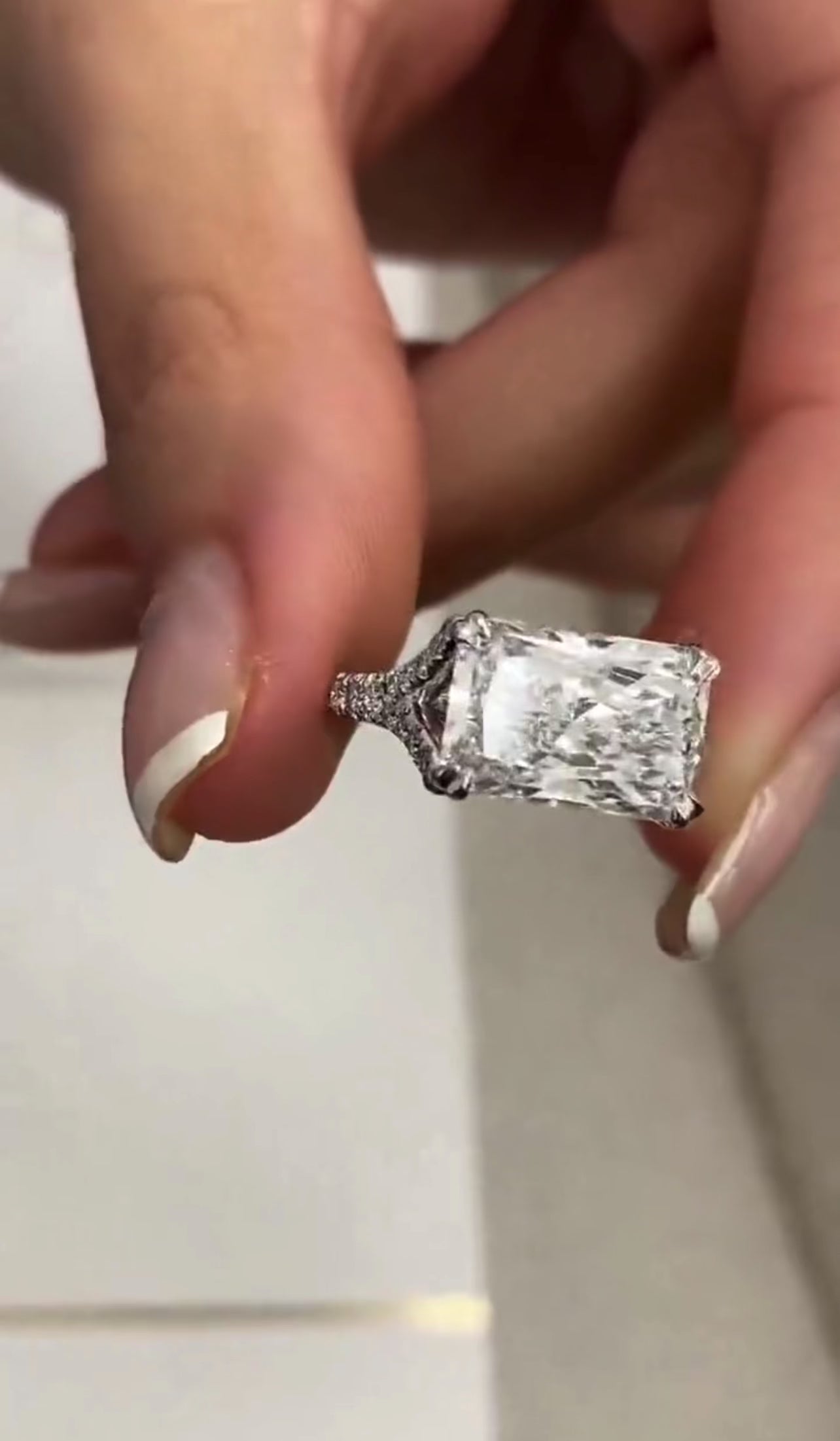 4ct Radiant Cut East West Set Cathedral Proposal Ring