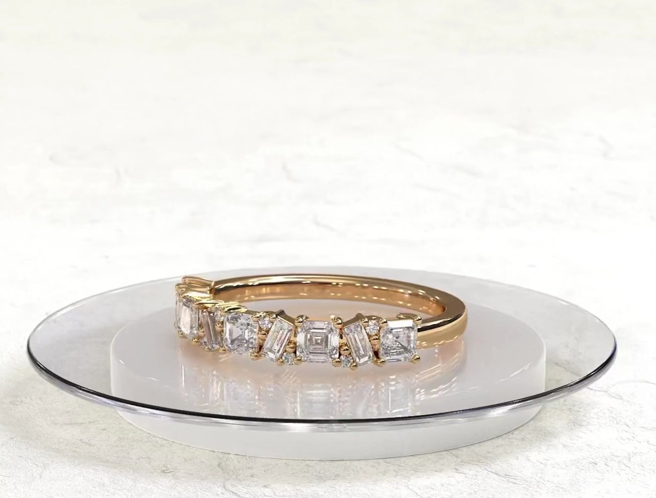 0.86ct Asscher, Baguette & Round Cut Wedding Band