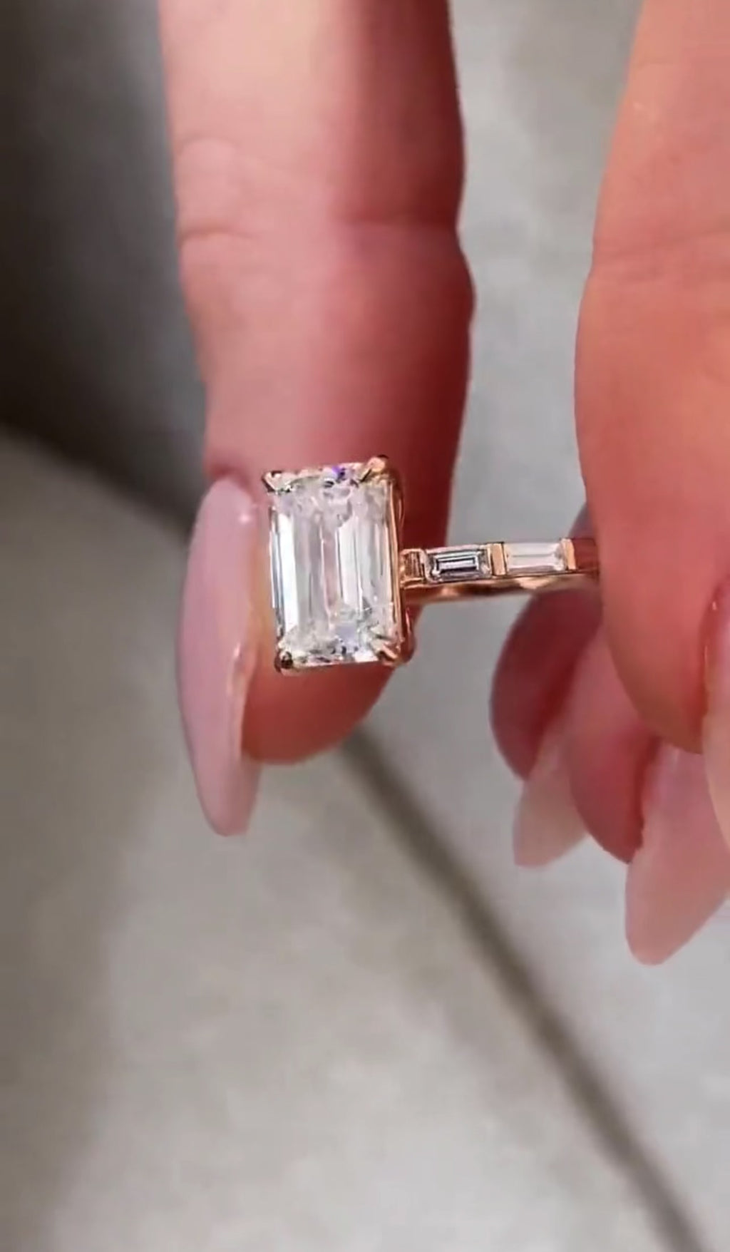 2ct Emerald Cut Ring with Baguette Band