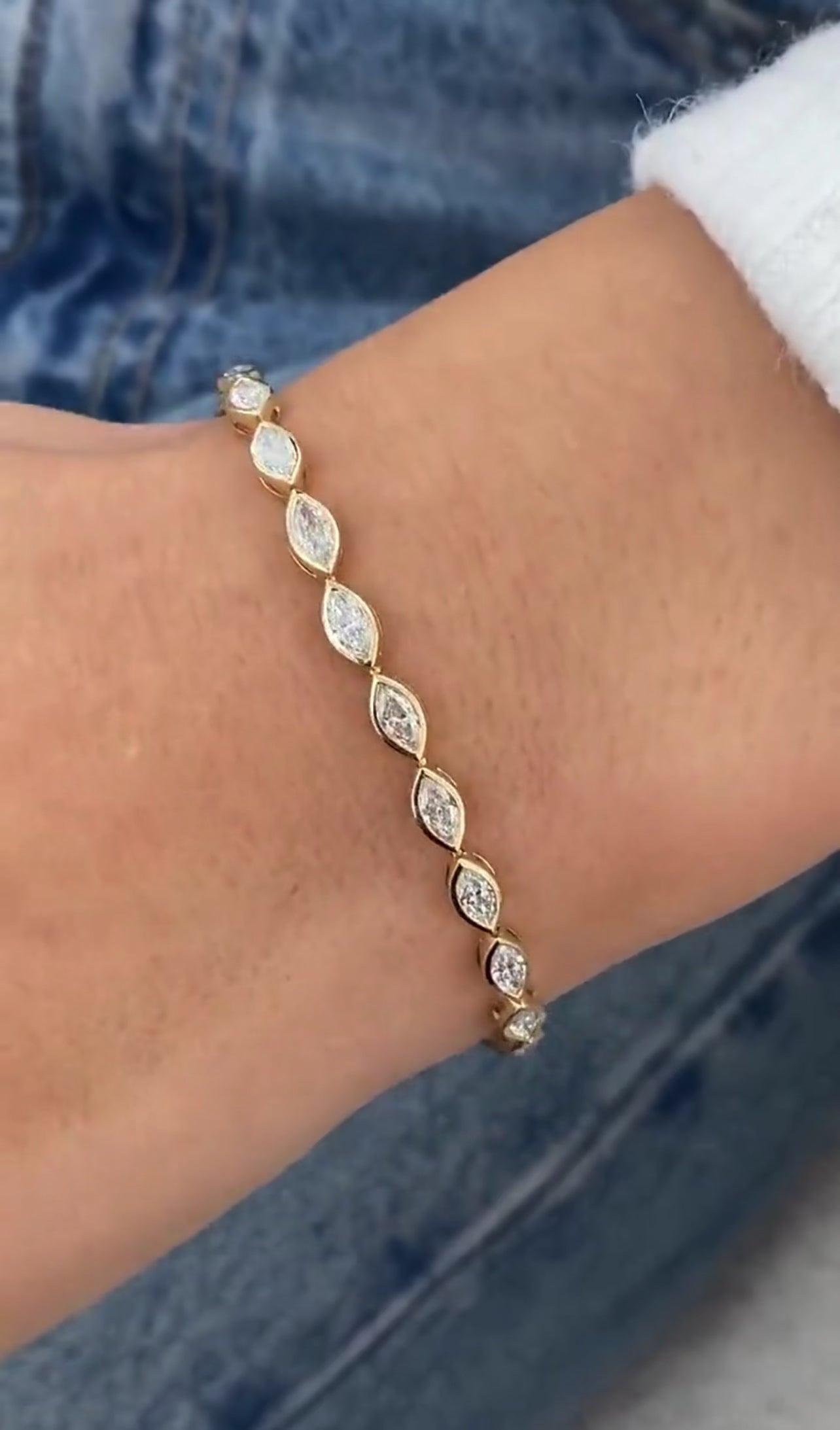 3.8ct Marquise East West Bezel Set Tennis Bracelet