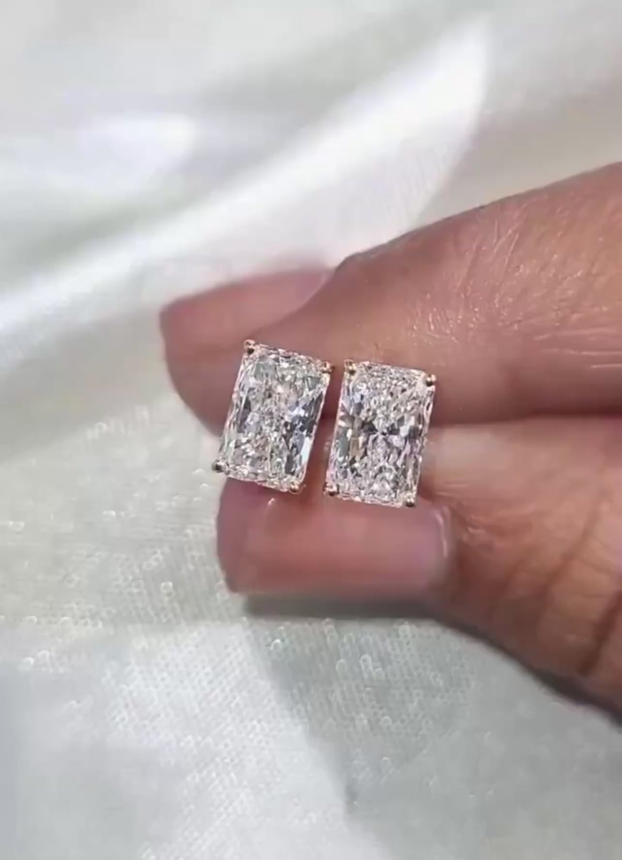 Radiant Cut Prong Set Studs