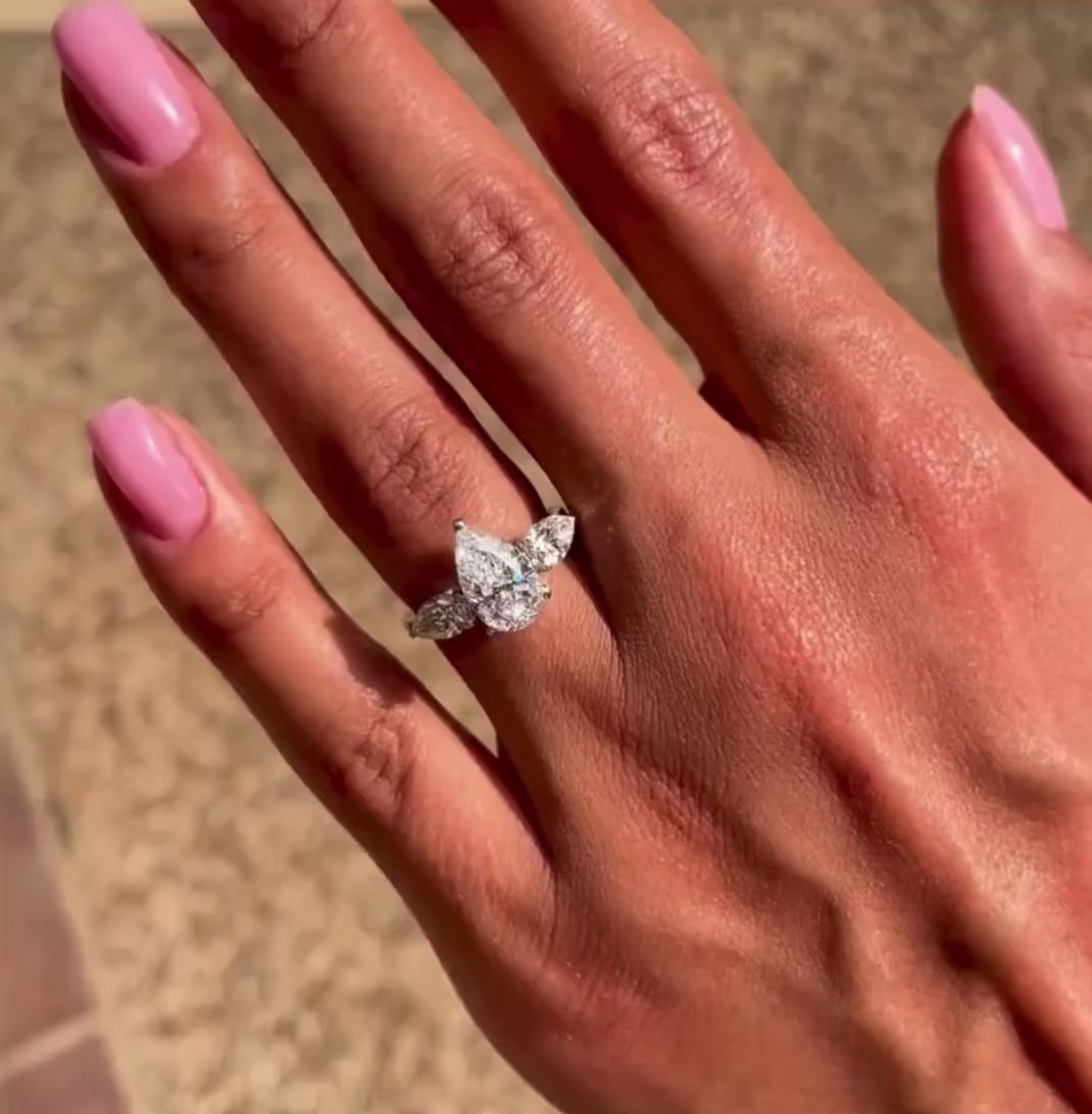 Pear Cut 3-Stone Lab Grown Diamond Ring