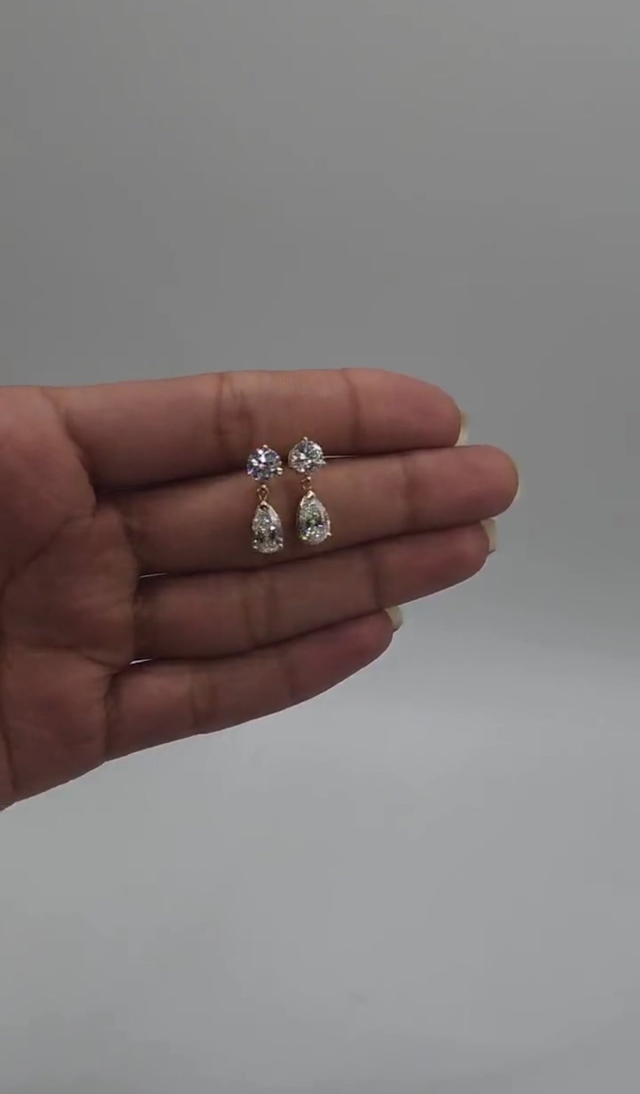 2.40ct Pear & Round Drop Earrings