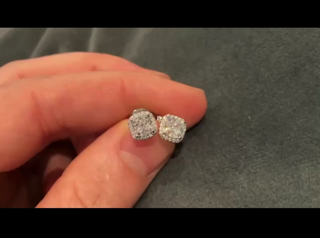 Cushion Cut Halo Earrings