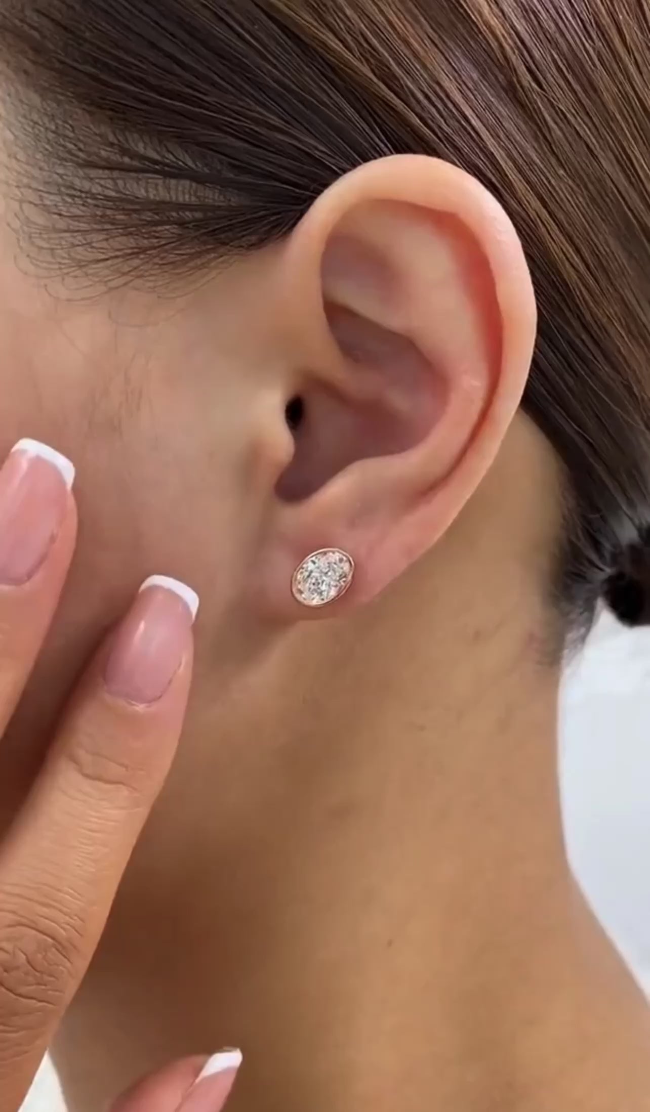 Oval Cut Bezel Set Studs