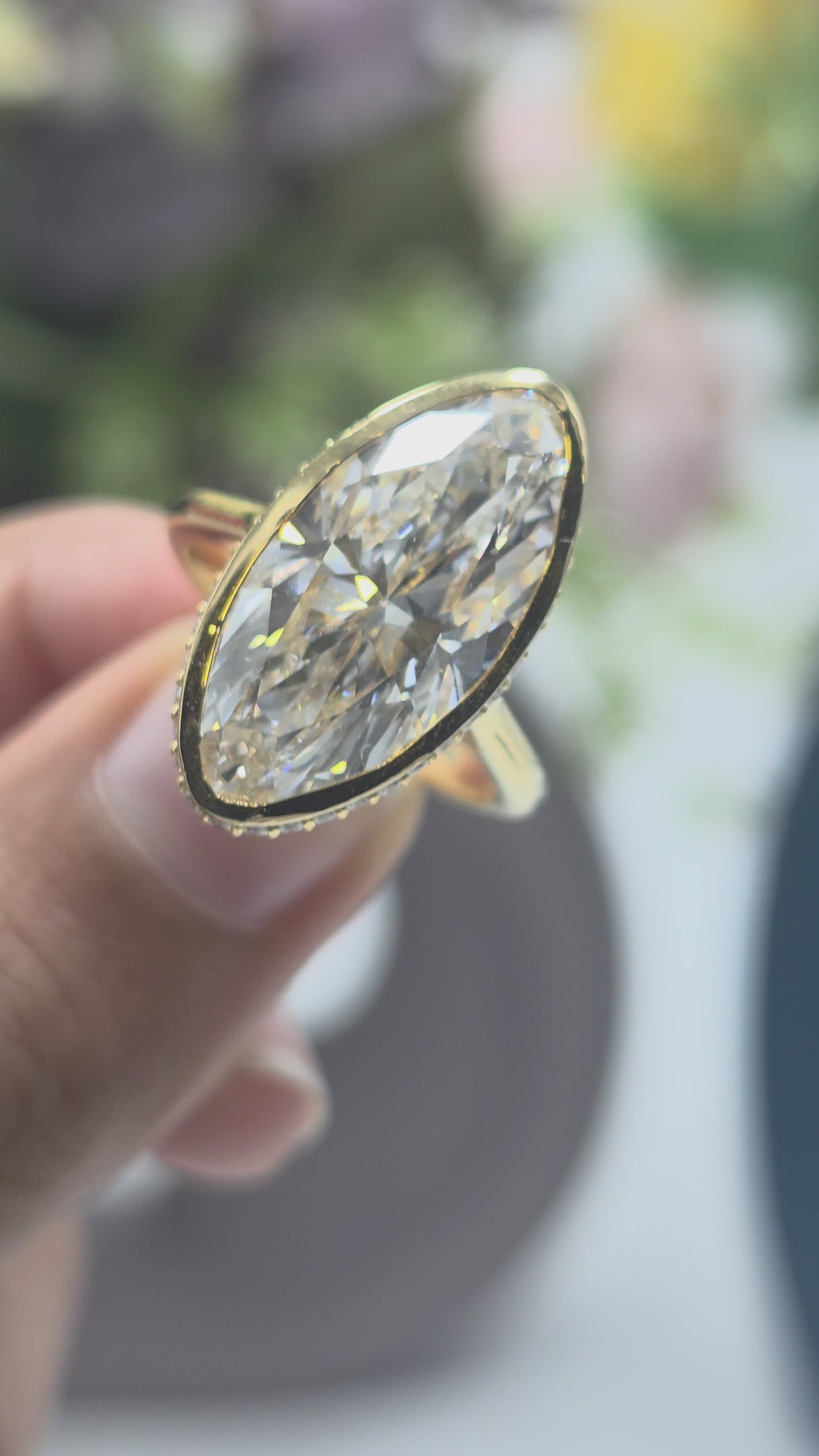 7.50ct Moval Bezel Set Hidden Halo Engagement Ring