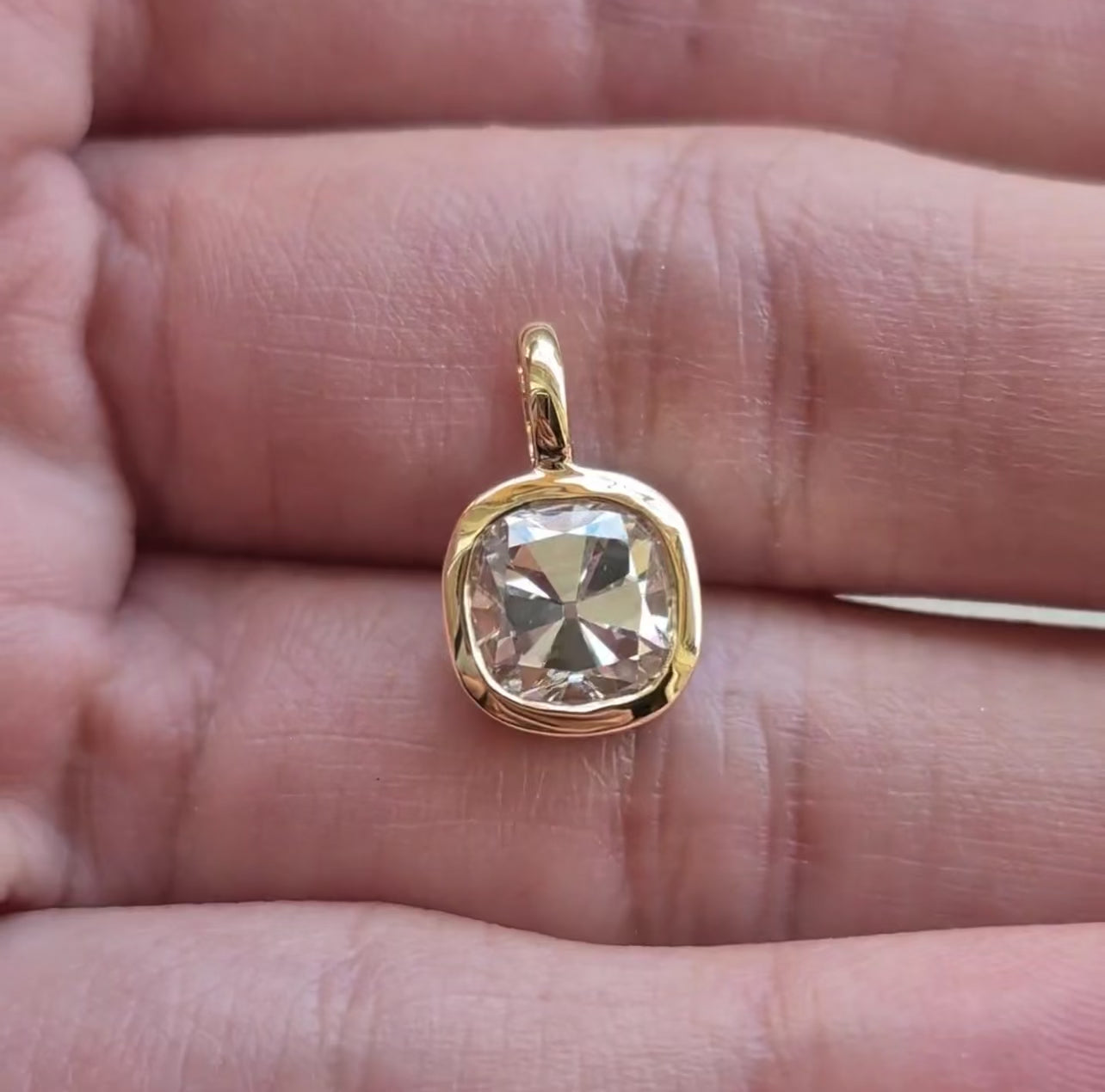 Cushion Old European Cut Bezel Set Pendant