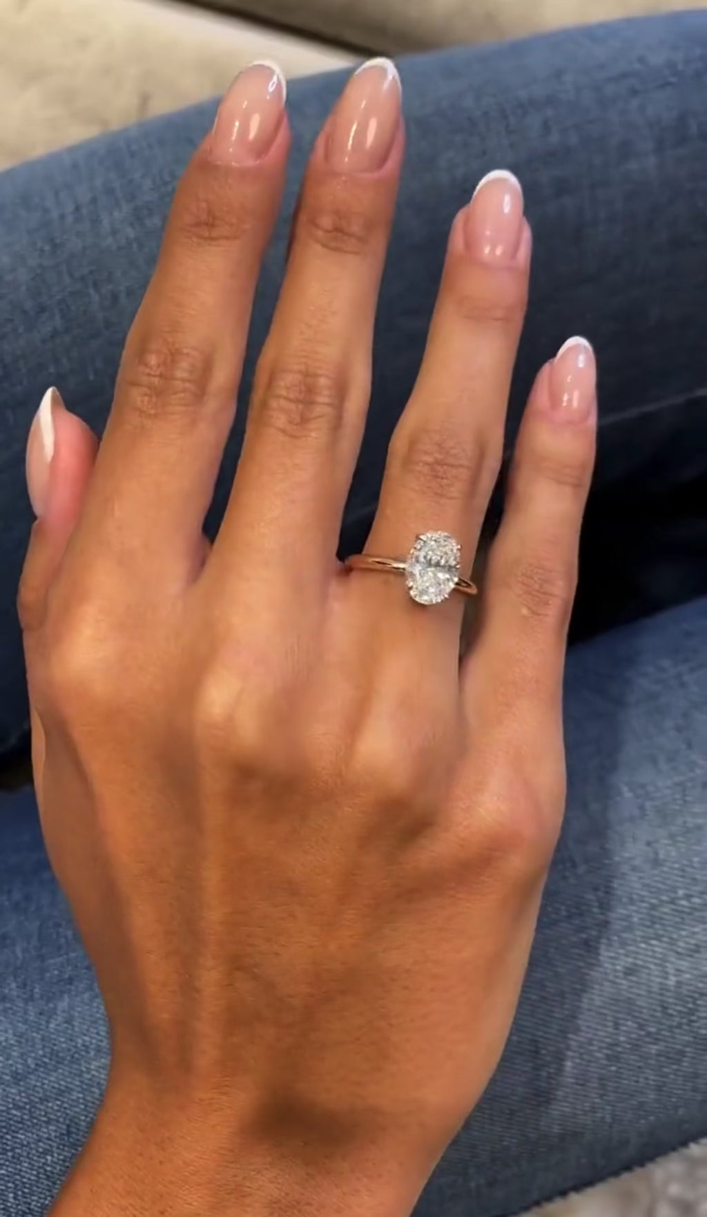Oval Cut Hidden Halo Engagement Ring