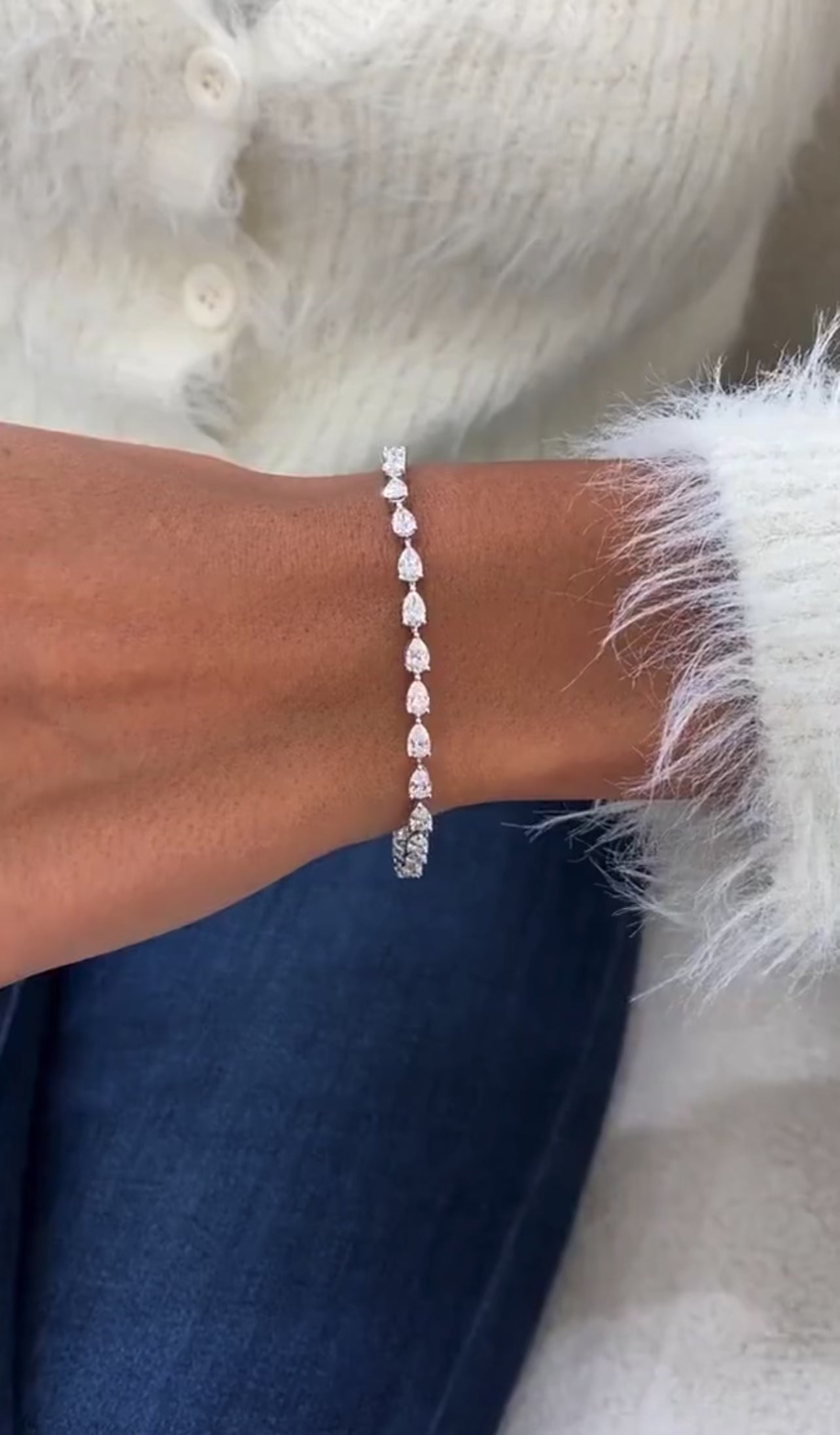 Pear East West Set Tennis Bracelet