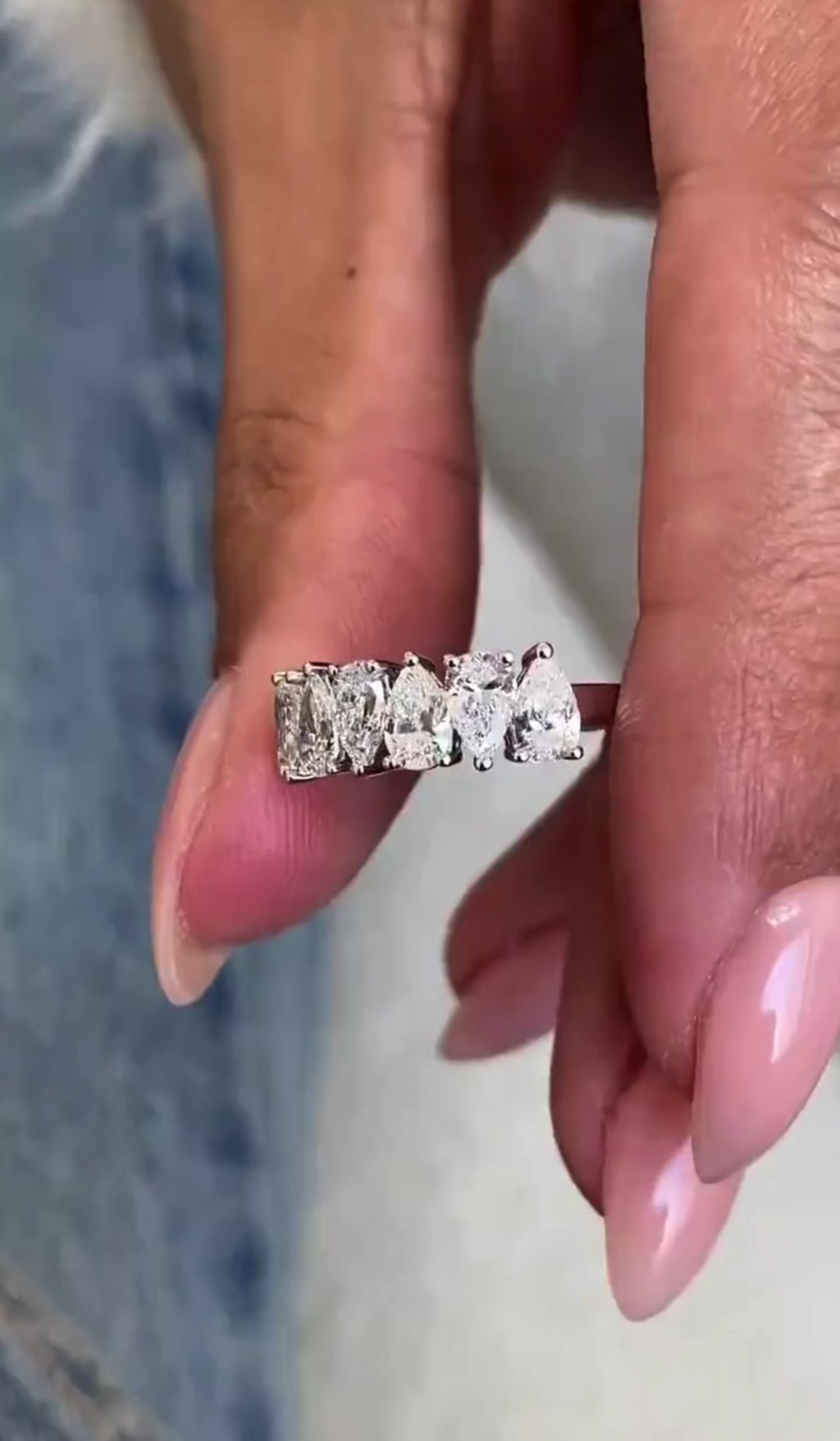 1.6ct Pear Cut Diamond Wedding Band