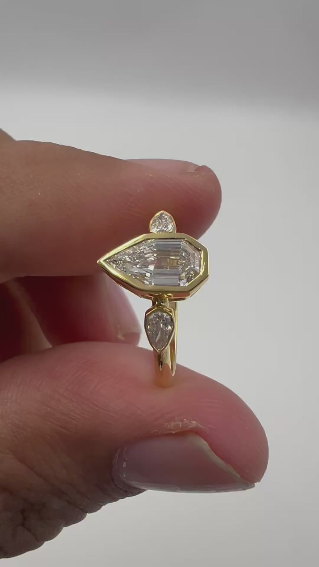 1.20ct Pear Step Cut Trilogy Ring - Ready-to-Ship