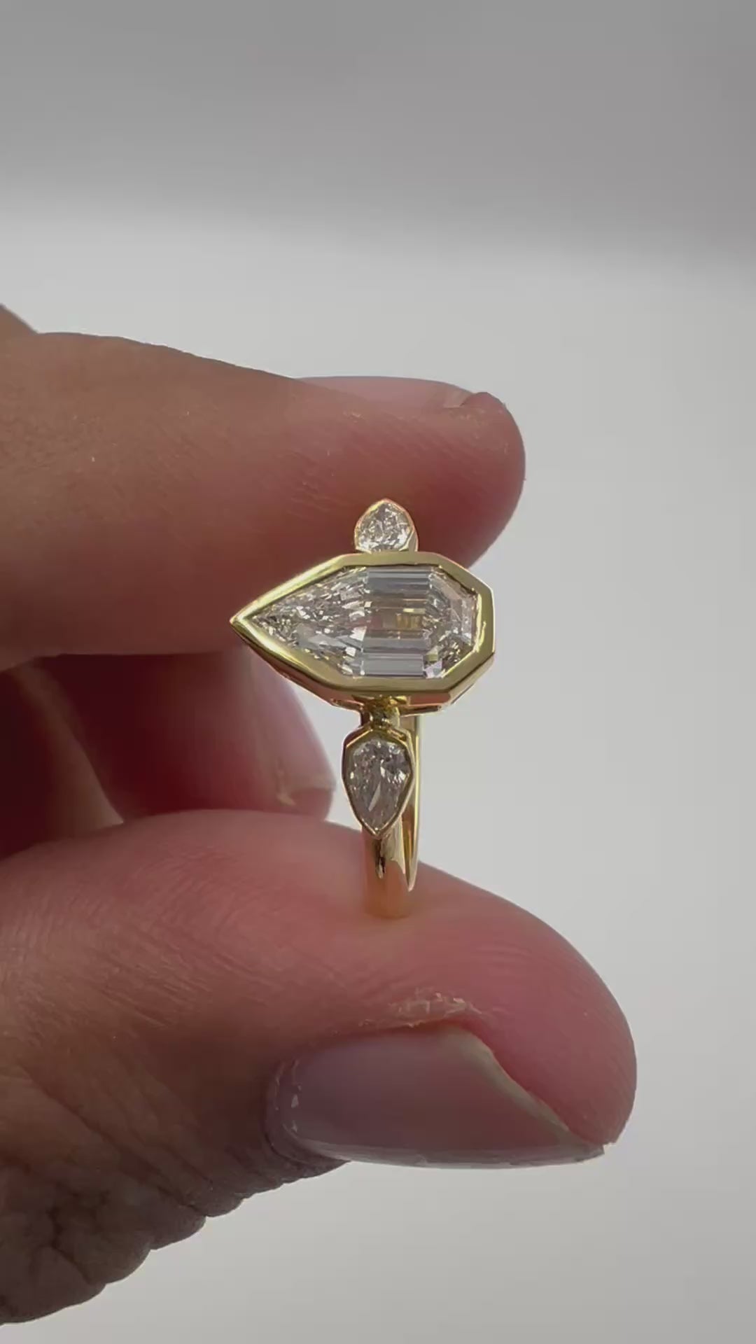 1.20ct Pear Step Cut Trilogy Ring - Ready-to-Ship