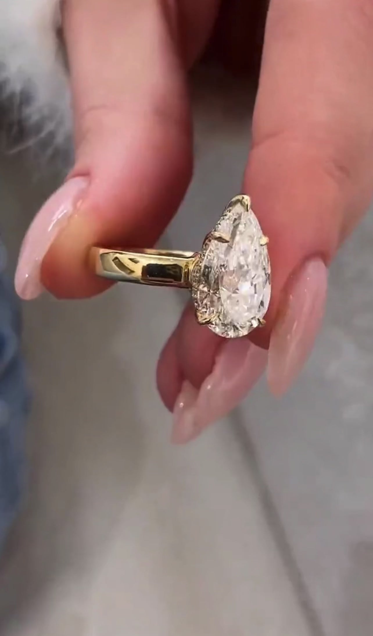 4ct Pear Cut Hidden Halo Ring