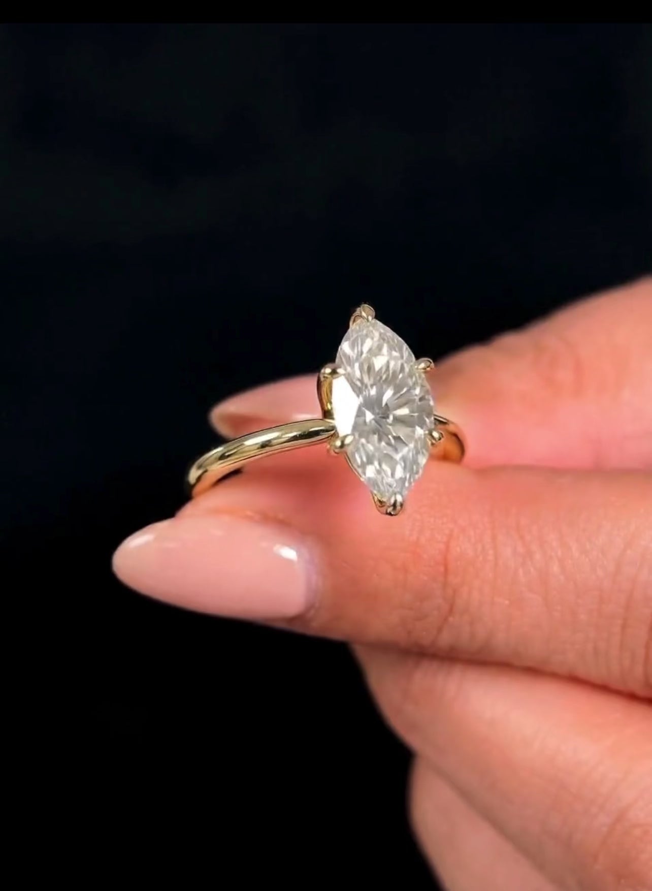 3ct Marquise Cut Tulip Setting Ring