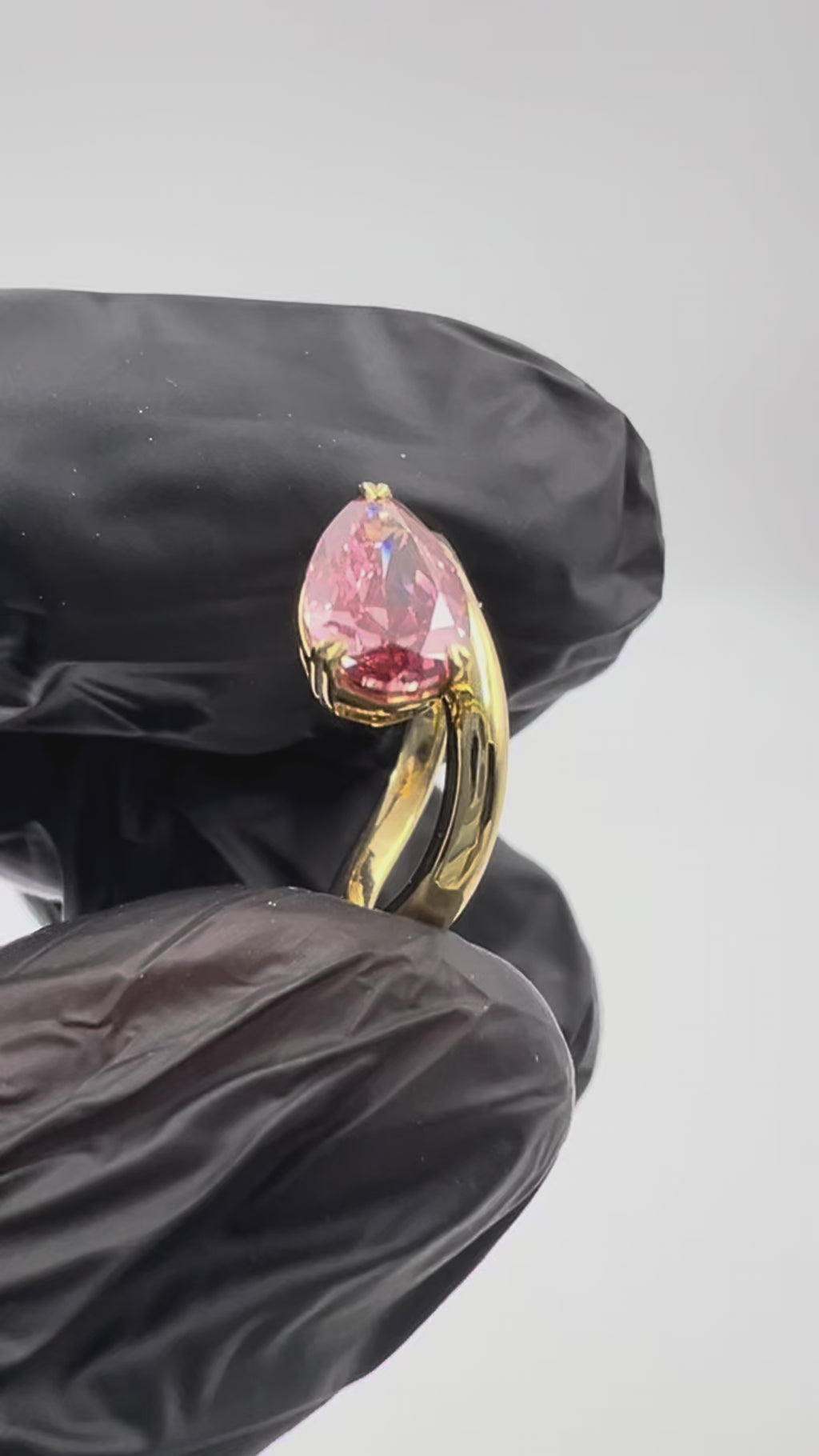 1.16ct Fancy Vivid Pink Red Heart Prong Pinky Finger Ring - READY-TO-SHIP