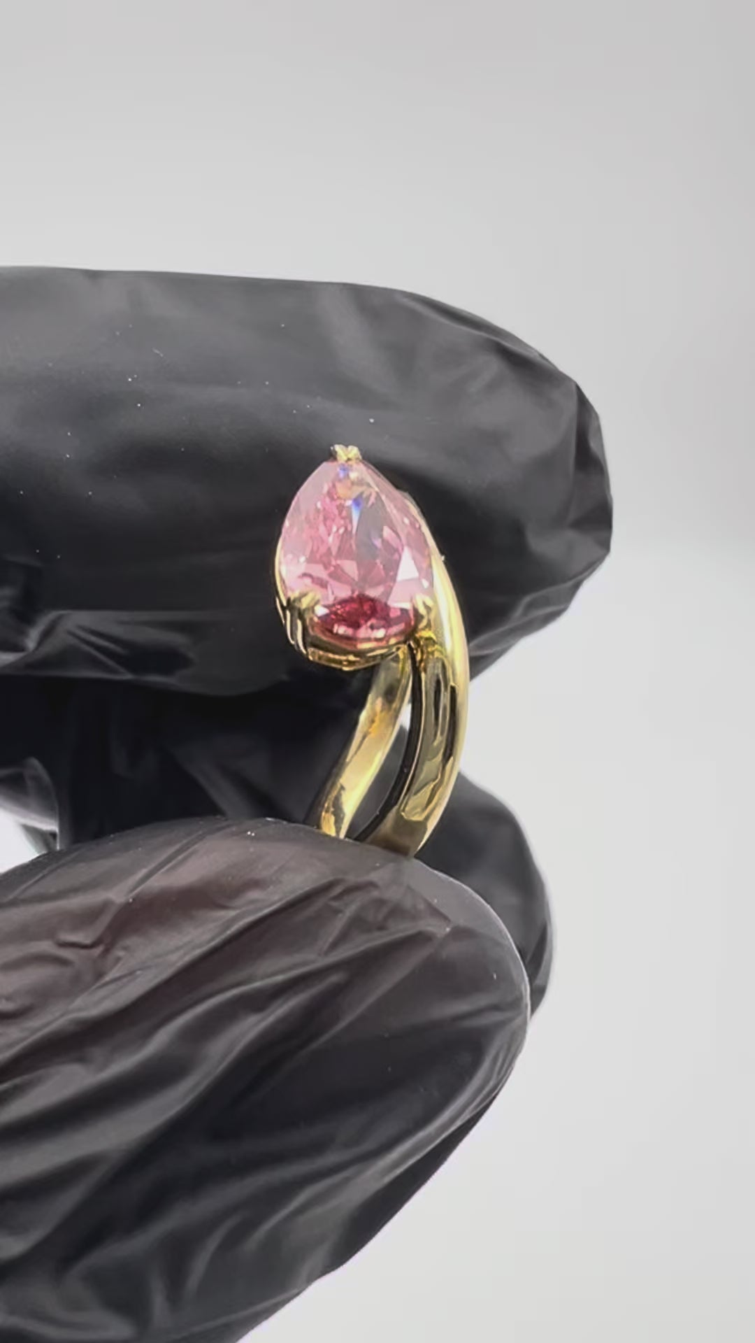 1.16ct Fancy Vivid Pink Red Heart Prong Pinky Finger Ring - READY-TO-SHIP