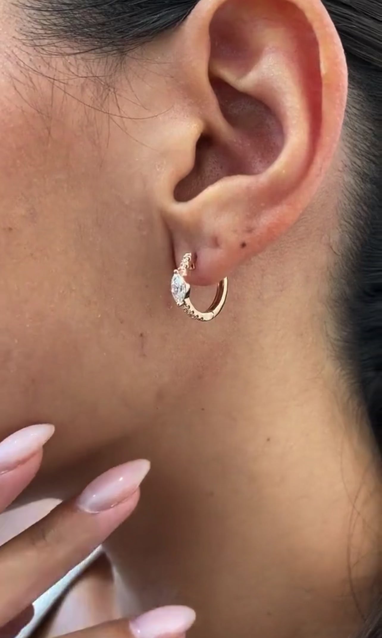 0.70ct Marquise Cut Hoop Earrings